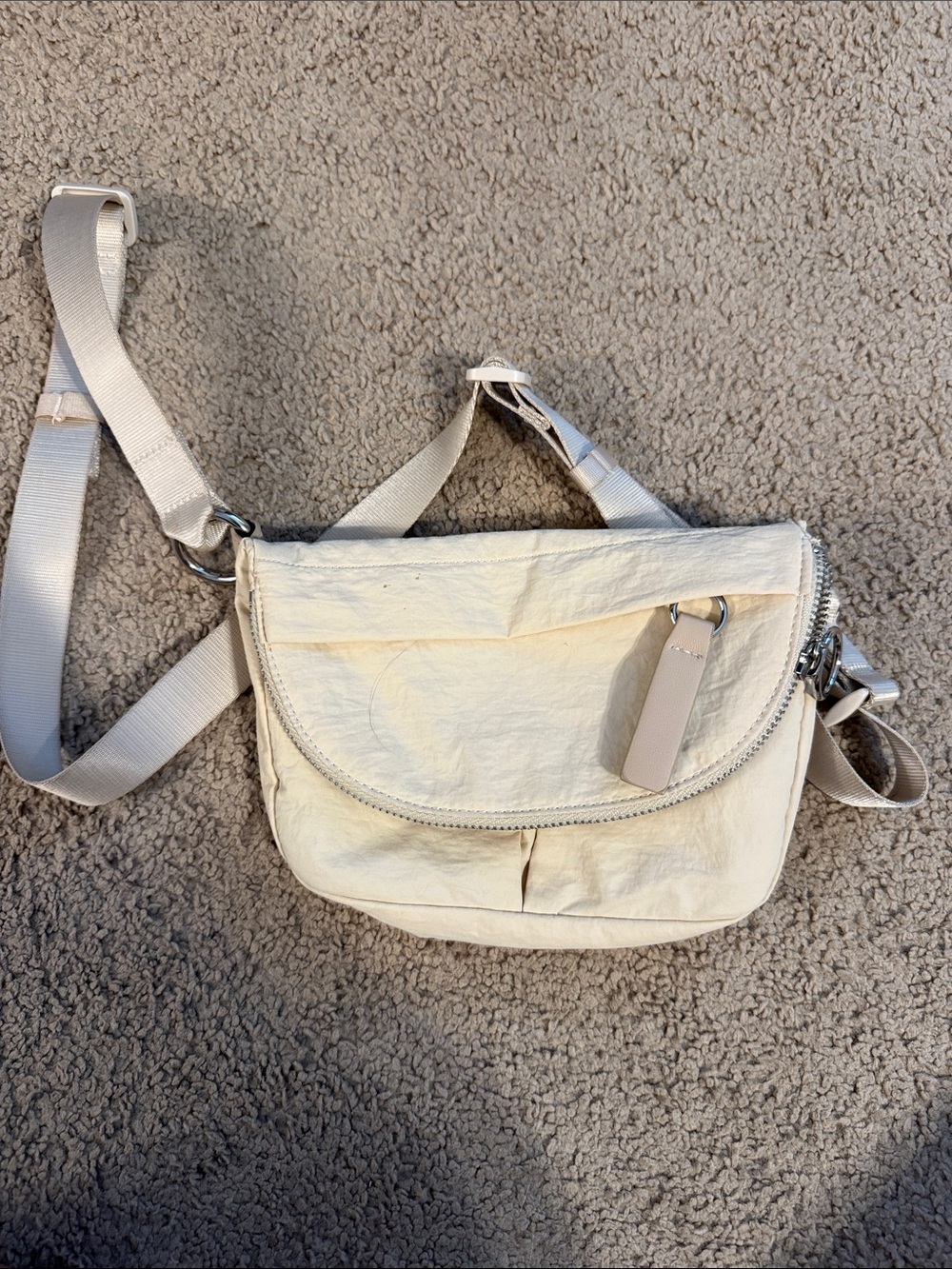 Minimalist Cream Crossbody Bag with Top Handle